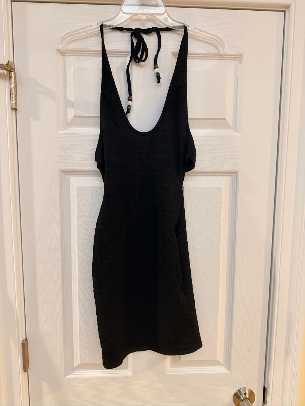 Ladies Size XS "SHEIN" Black Ribbed Halter Mini Dress GUC